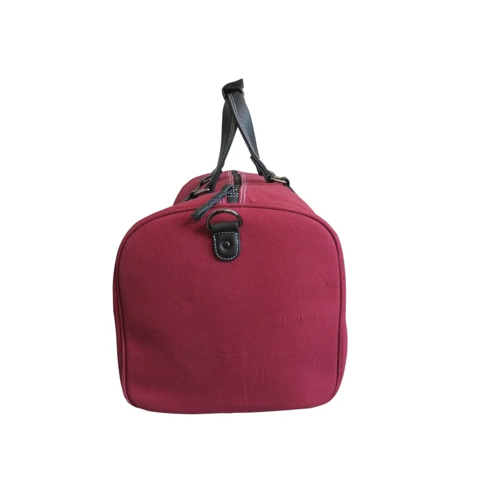 Thick Canvas Duffle Bag Burgundy Travel Weekender Carry On + Shoulder‎ Strap